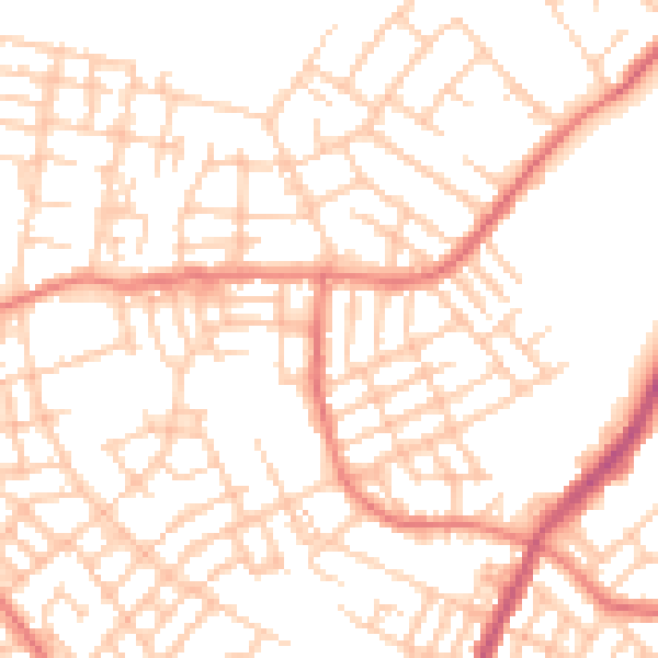 Daytime road noise heatmap for M40 9JG