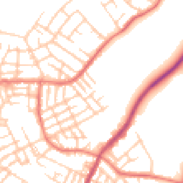 Daytime road noise heatmap for M40 9JZ