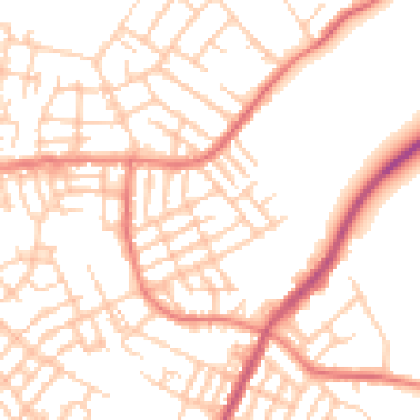 Daytime road noise heatmap for M40 9LF