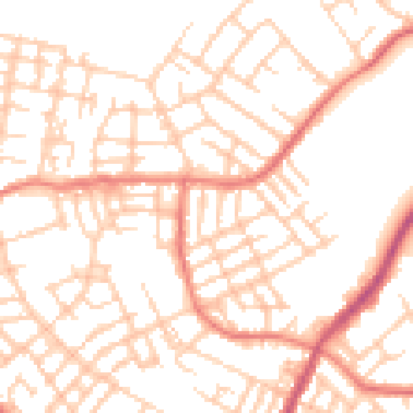 Daytime road noise heatmap for M40 9LN