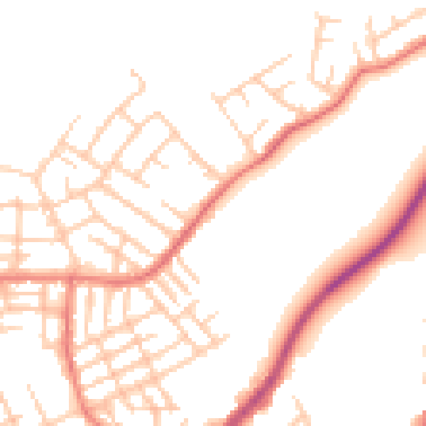 Daytime road noise heatmap for M40 9LS