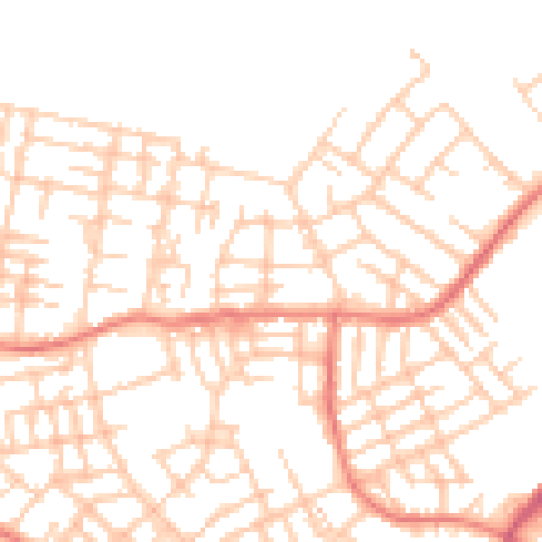 Daytime road noise heatmap for M40 9NN