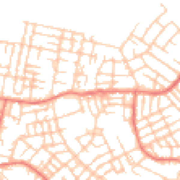 Daytime road noise heatmap for M40 9WJ