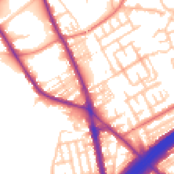 Daytime road noise heatmap for M45 6AJ