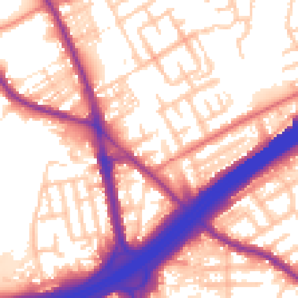 Daytime road noise heatmap for M45 6AS