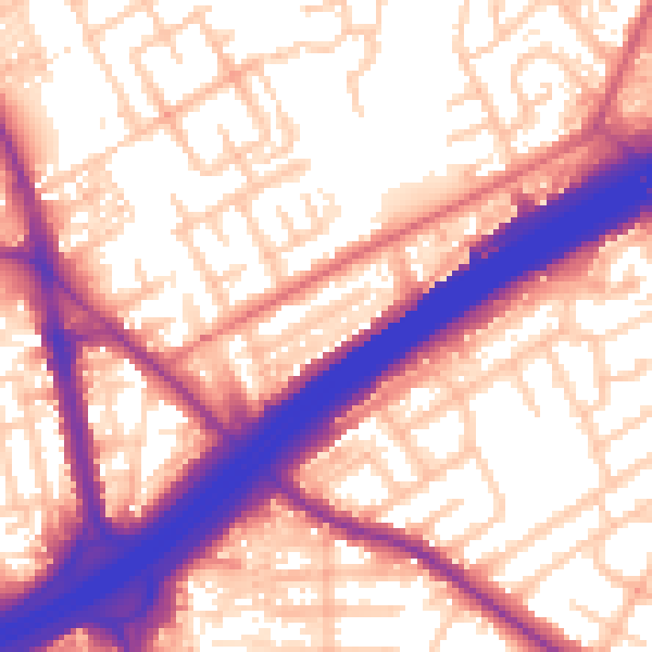 Daytime road noise heatmap for M45 6BA