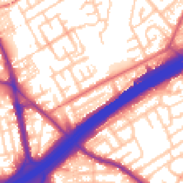 Daytime road noise heatmap for M45 6BE