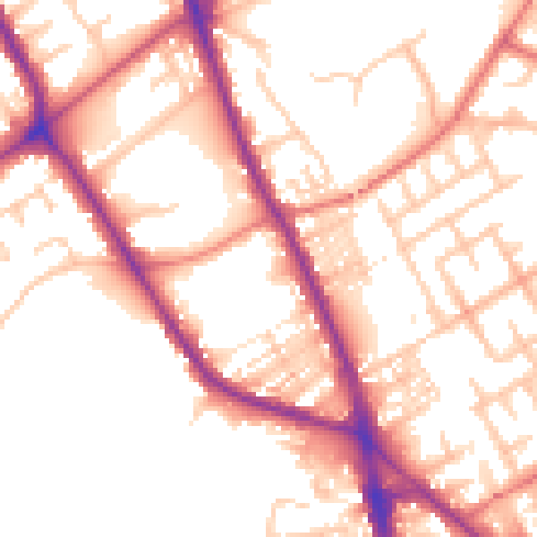 Daytime road noise heatmap for M45 6BF
