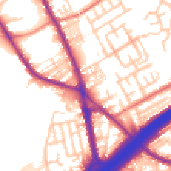 Daytime road noise heatmap for M45 6BN