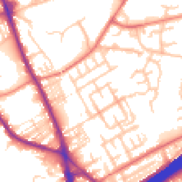 Daytime road noise heatmap for M45 6BW