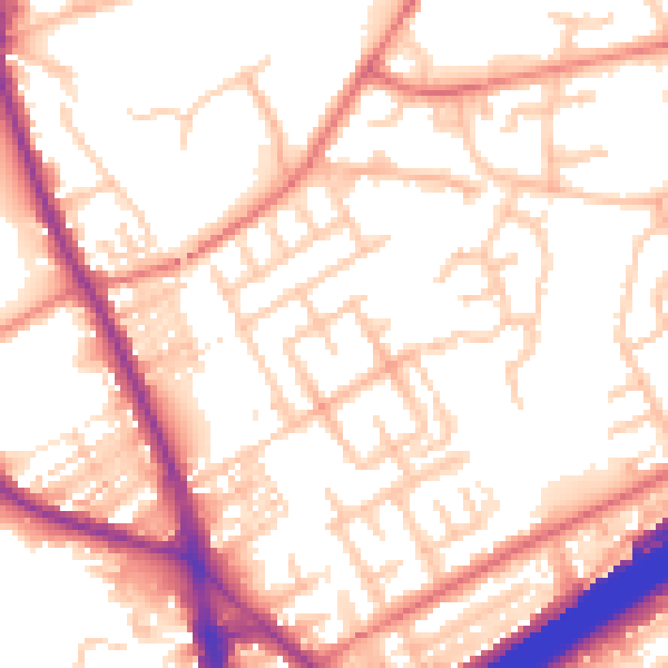 Daytime road noise heatmap for M45 6BY