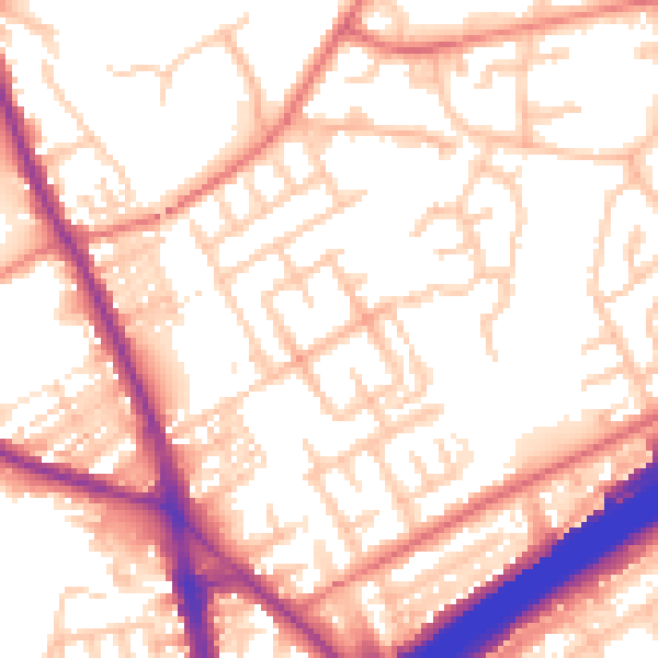 Daytime road noise heatmap for M45 6BZ