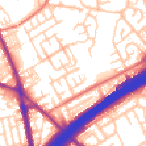 Daytime road noise heatmap for M45 6DE