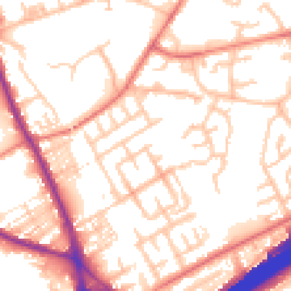 Daytime road noise heatmap for M45 6DG