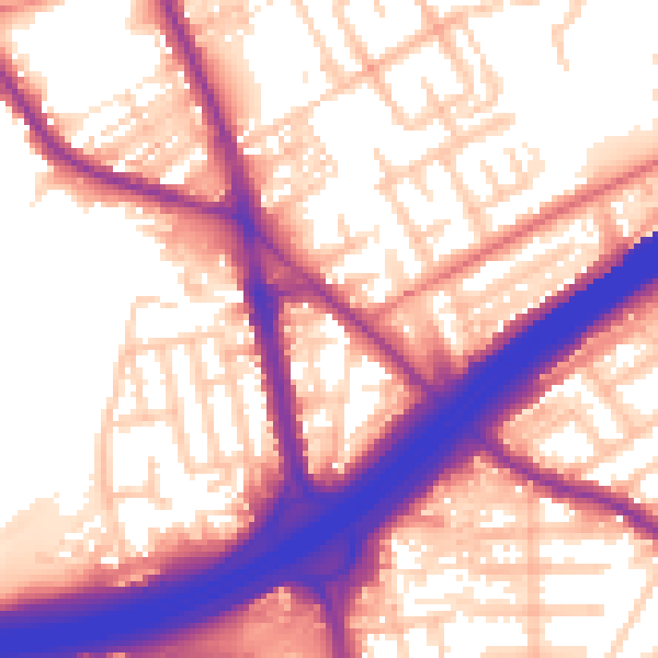 Daytime road noise heatmap for M45 7AW
