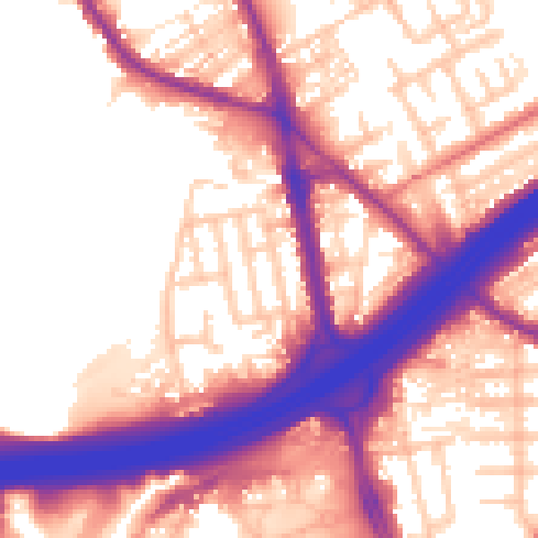 Daytime road noise heatmap for M45 7EW