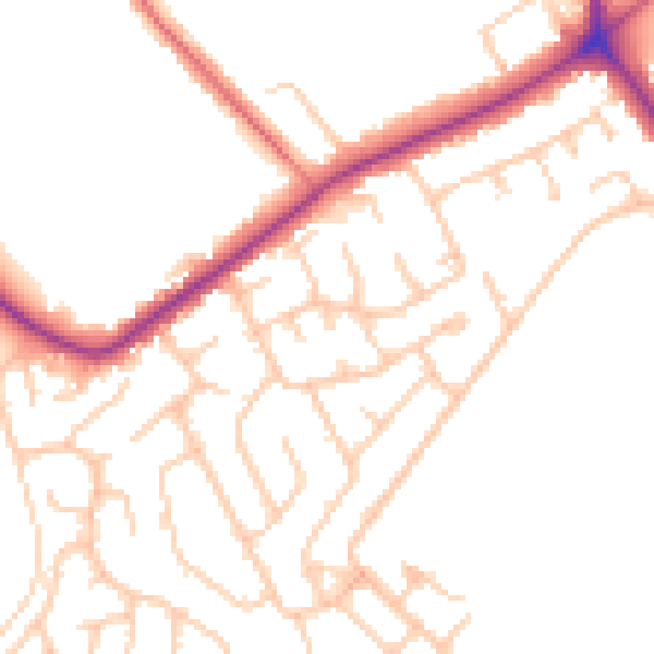 Daytime road noise heatmap for M45 7JG