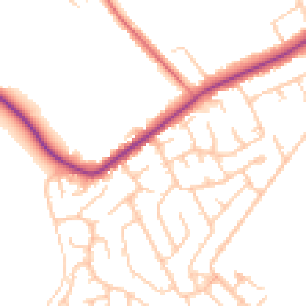 Daytime road noise heatmap for M45 7JX