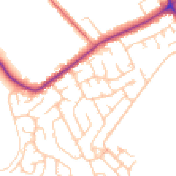 Daytime road noise heatmap for M45 7LG