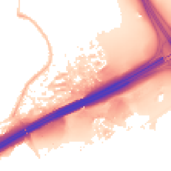 Night-time road noise heatmap for M45 8BE