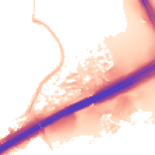 Night-time road noise heatmap for M45 8HG