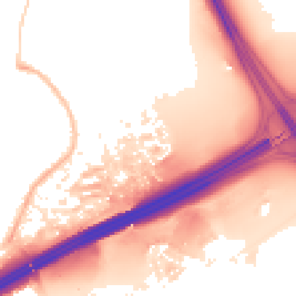 Night-time road noise heatmap for M45 8JT