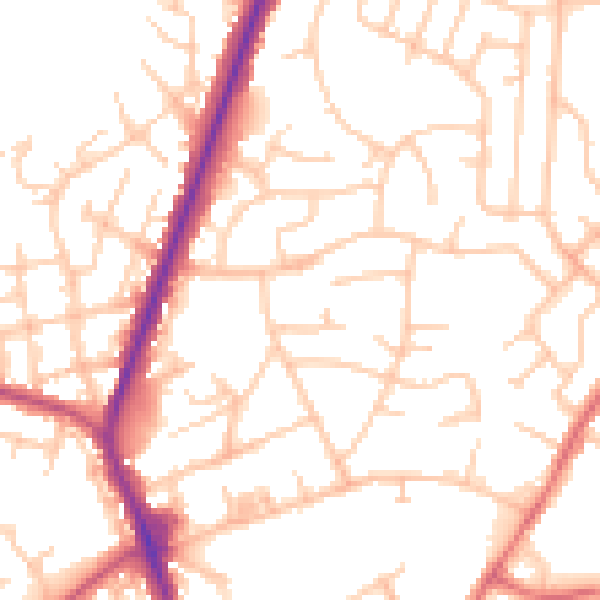 Daytime road noise heatmap for M45 8NT