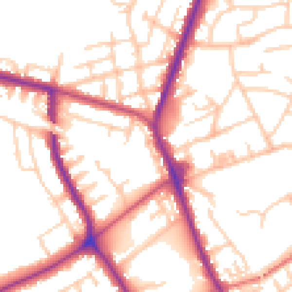 Daytime road noise heatmap for M45 8QQ