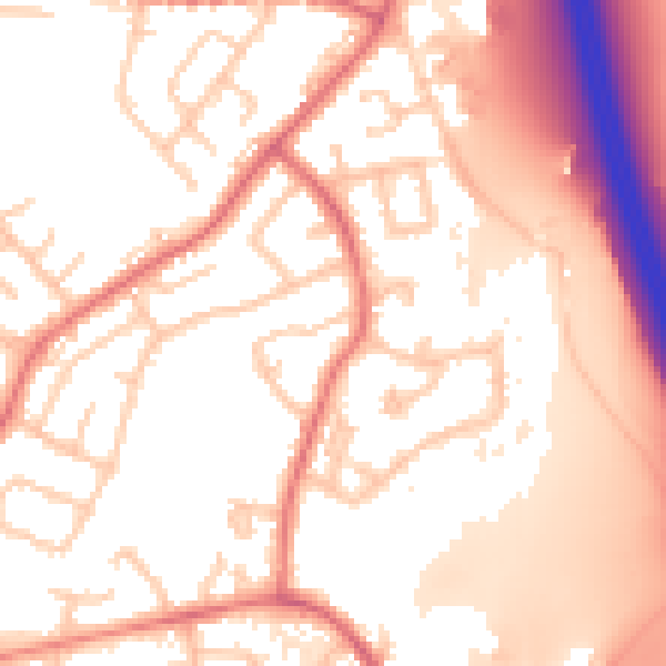 Daytime road noise heatmap for M45 8RJ