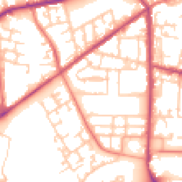 Daytime road noise heatmap for M7 1BQ