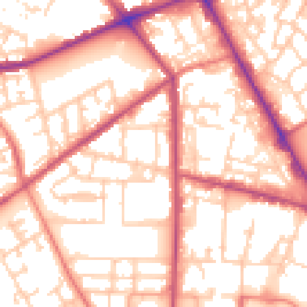 Daytime road noise heatmap for M7 1NQ