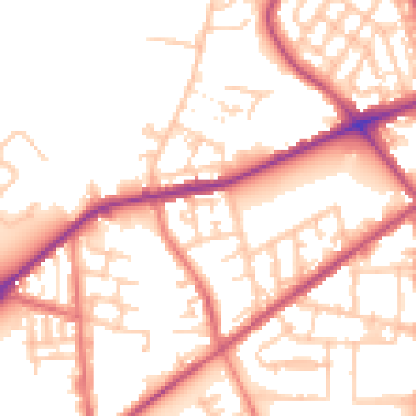 Daytime road noise heatmap for M7 2JD