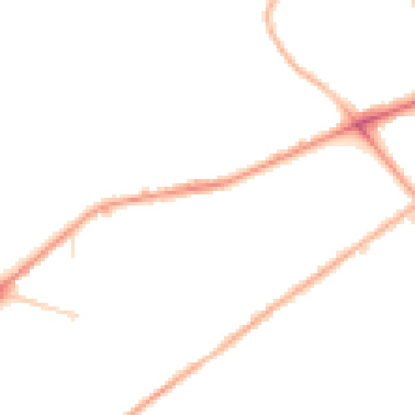 Night-time road noise heatmap for M7 2JD