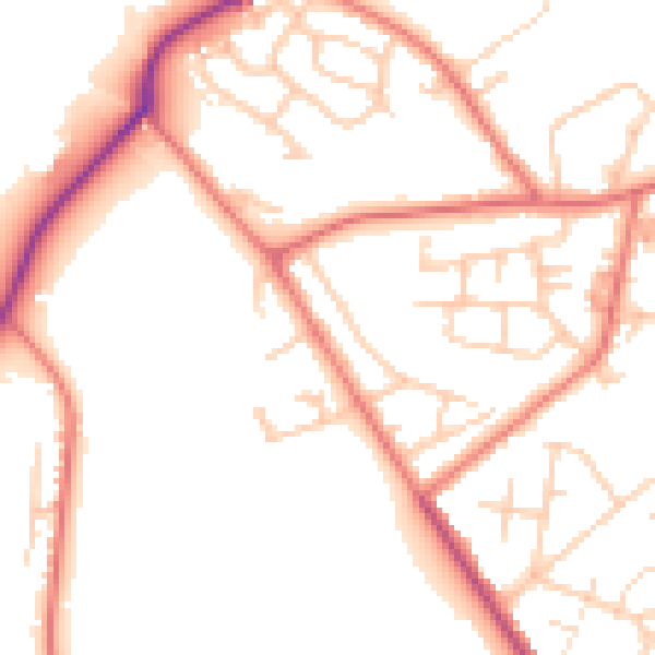 Daytime road noise heatmap for M7 3QG