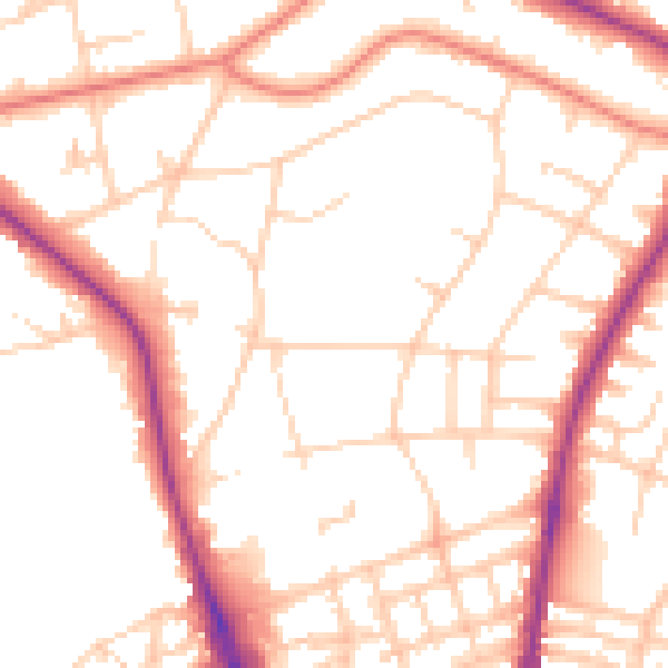 Daytime road noise heatmap for M7 4EN