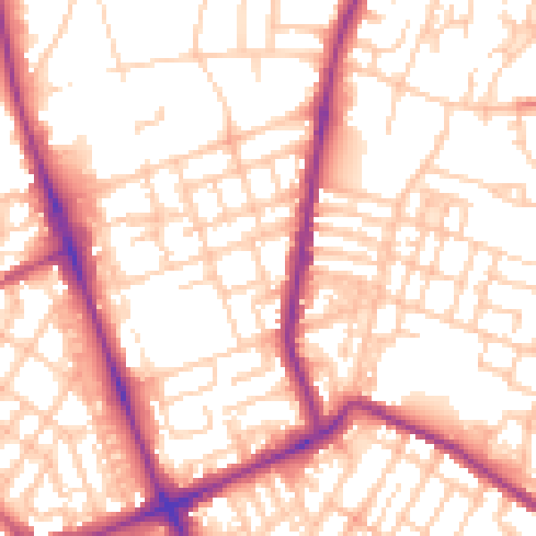 Daytime road noise heatmap for M7 4QH