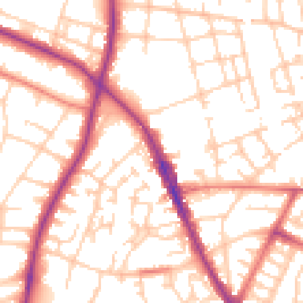 Daytime road noise heatmap for M7 4QJ
