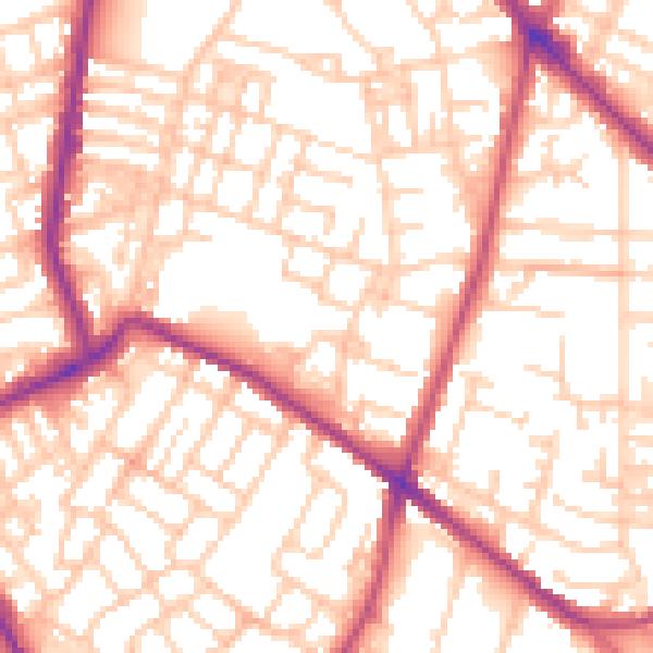 Daytime road noise heatmap for M7 4RZ
