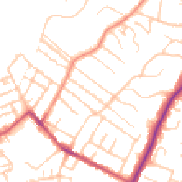 Daytime road noise heatmap for ME14 2TY