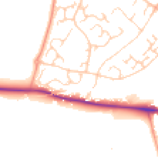 Daytime road noise heatmap for ME14 5ST