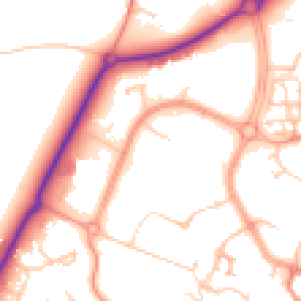 Daytime road noise heatmap for ME19 4AE