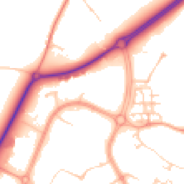 Daytime road noise heatmap for ME19 4BL