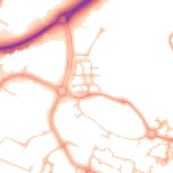 Daytime road noise heatmap for ME19 4SG