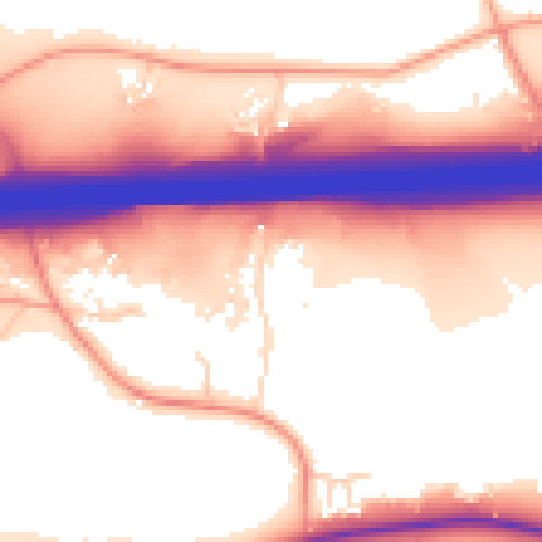 Daytime road noise heatmap for ME19 5DG