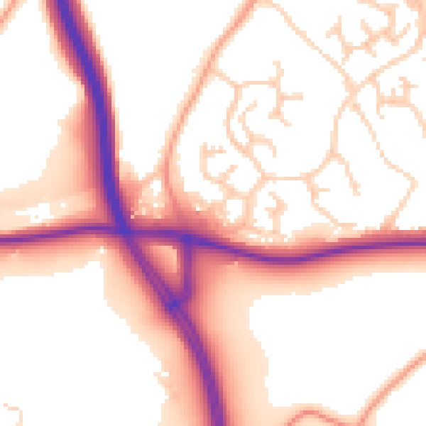 Daytime road noise heatmap for ME19 5QJ