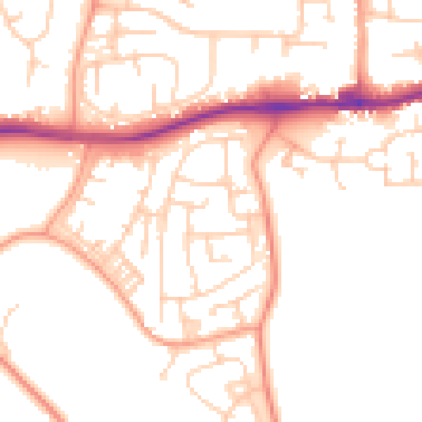 Daytime road noise heatmap for ME19 6ES