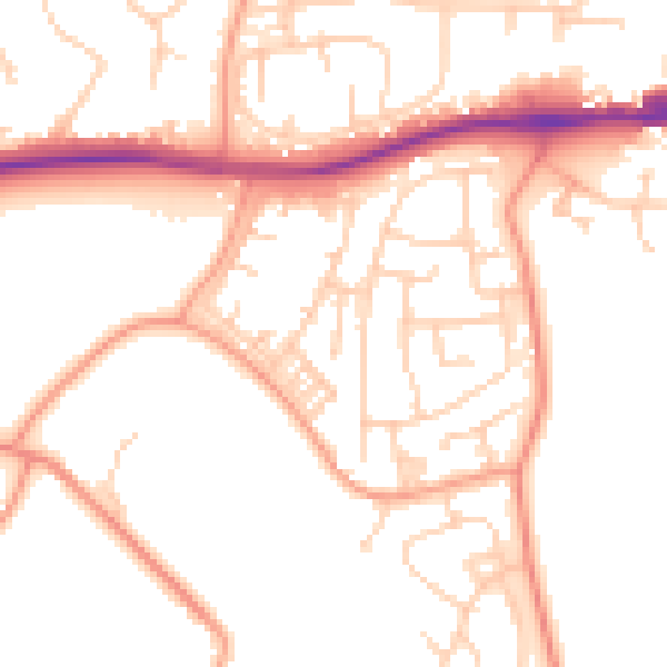 Daytime road noise heatmap for ME19 6FX