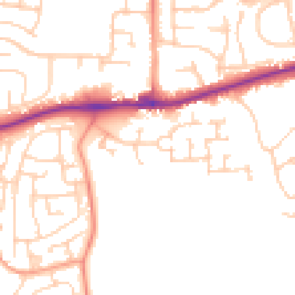 Daytime road noise heatmap for ME19 6GP