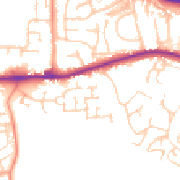 Daytime road noise heatmap for ME19 6QD