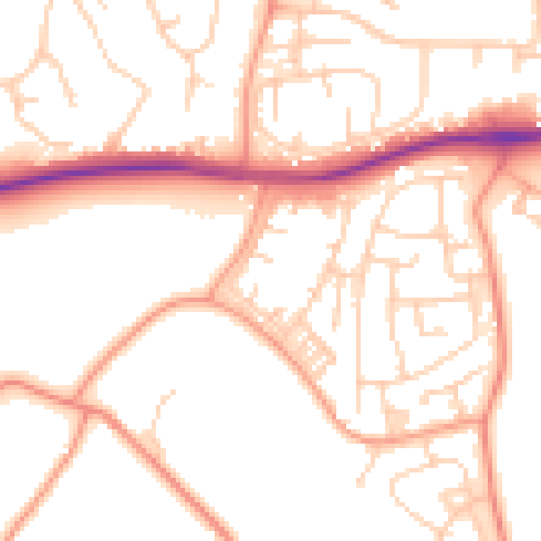 Daytime road noise heatmap for ME19 6SP